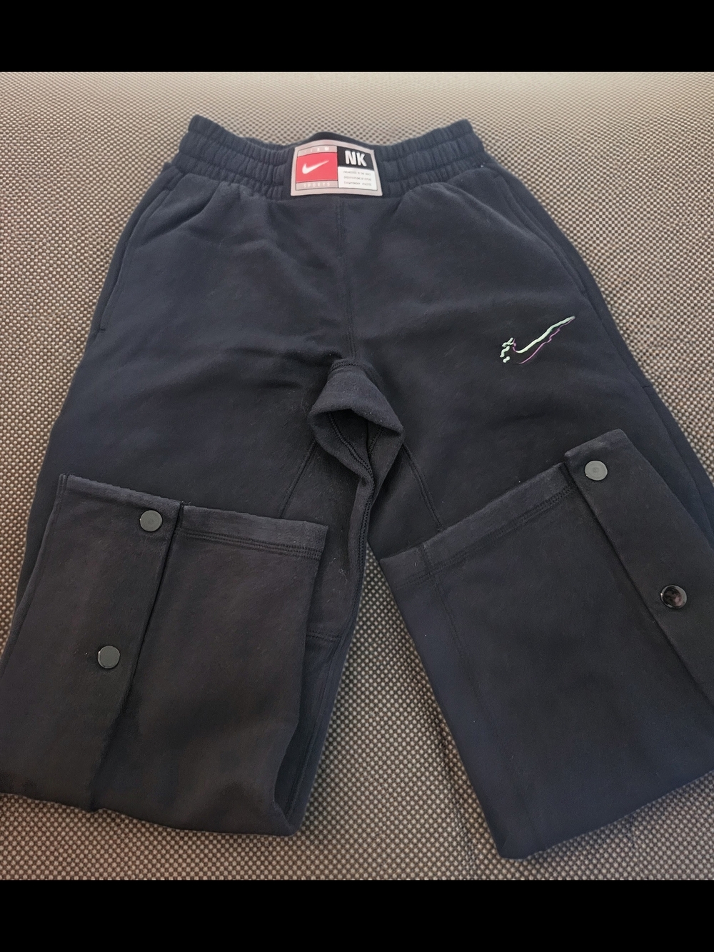 Nike Kids Black Sweatpants with Cargo Pockets and Embroidered Swoosh